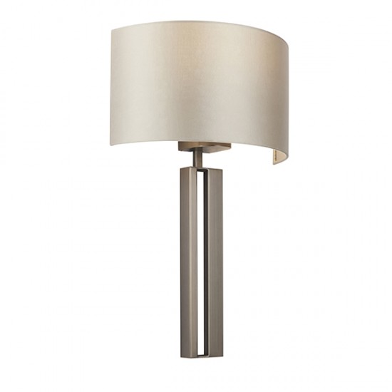 63881-100 Brushed Bronze Wall Lamp with Mink Satin Shade