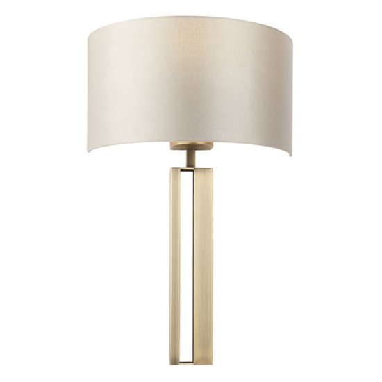 63884-100 Matt Antique Brass Wall Lamp with Mink Satin Shade