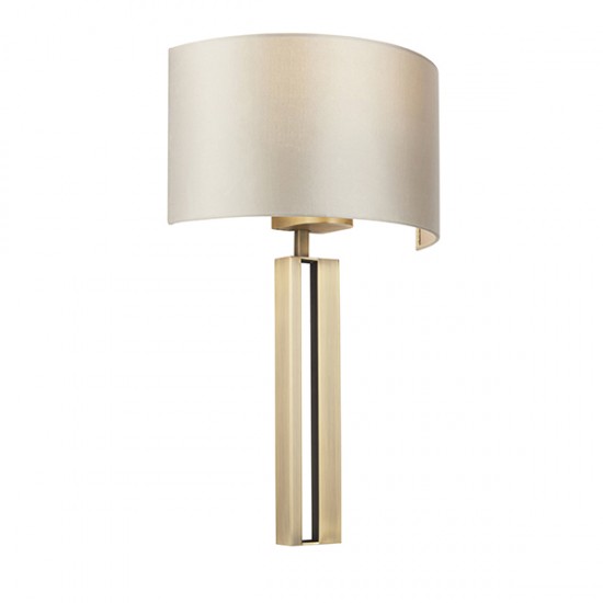 63884-100 Matt Antique Brass Wall Lamp with Mink Satin Shade