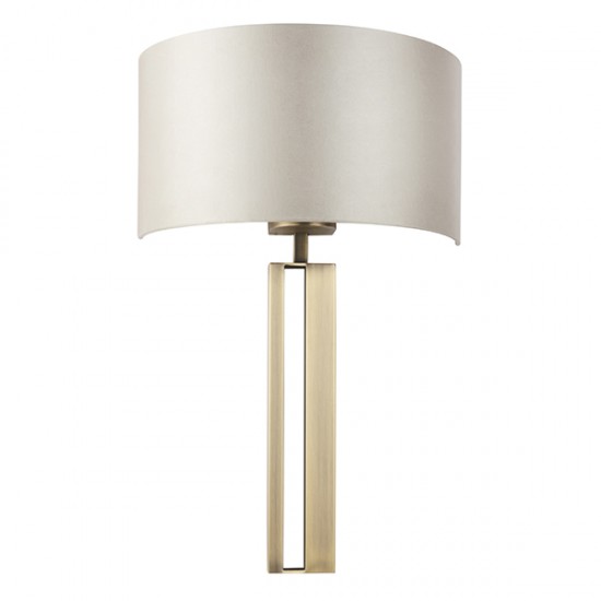 63884-100 Matt Antique Brass Wall Lamp with Mink Satin Shade