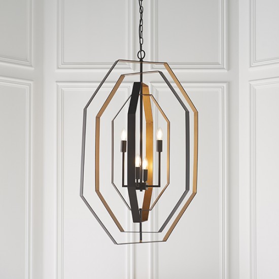 63885-100 Aged Bronze & Gold 4 Light Pendant 63885-100 Aged Bronze & Gold 4 Light Pendant