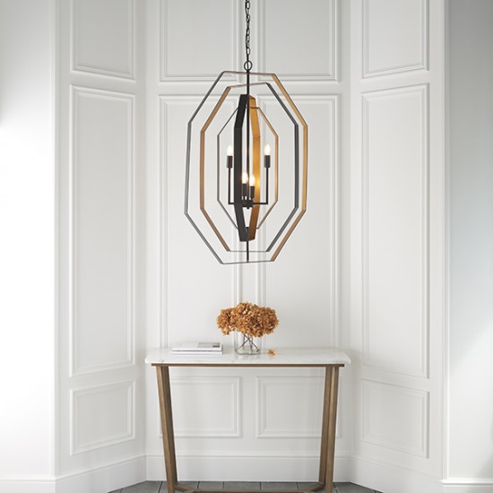 63885-100 Aged Bronze & Gold 4 Light Pendant 63885-100 Aged Bronze & Gold 4 Light Pendant