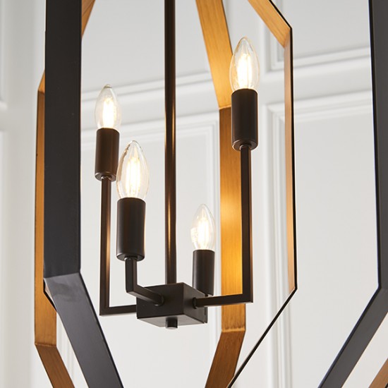 63885-100 Aged Bronze & Gold 4 Light Pendant 63885-100 Aged Bronze & Gold 4 Light Pendant
