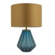 63889-100 Turquoise Glass Table Lamp with Gold Satin Shade 63889-100 Turquoise Glass Table Lamp with Gold Satin Shade