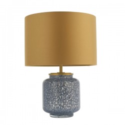 63890-001 Cobalt Glass Table Lamp with Gold Satin Shade
