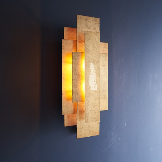 63898-100 Antique Gold Leaf Wall Lamp 63898-100 Antique Gold Leaf Wall Lamp