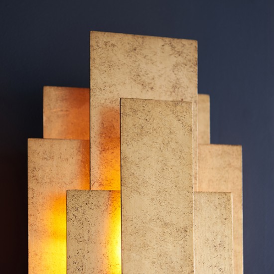 63898-100 Antique Gold Leaf Wall Lamp 63898-100 Antique Gold Leaf Wall Lamp