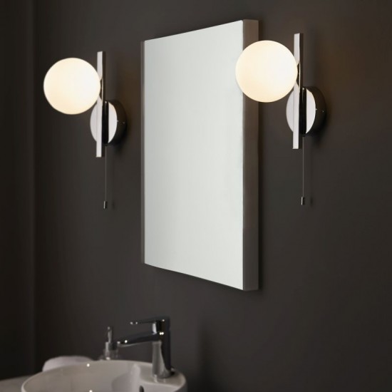 64843-100 Bathroom Chrome Wall Lamp with Opal Glass