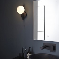 64844-001 Bathroom Black Wall Lamp with Opal Glass 64844-001 Bathroom Black Wall Lamp with Opal Glass