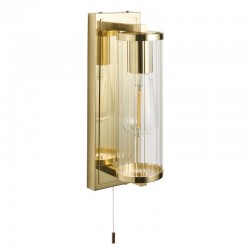 64841-001 Satin Brass Wall Lamp with Clear Ribbed Glass 64841-001 Satin Brass Wall Lamp with Clear Ribbed Glass