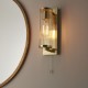 64841-100 Satin Brass Wall Lamp with Clear Ribbed Glass