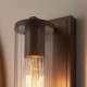 64842-100 Dark Bronze Wall Lamp with Clear Ribbed Glass