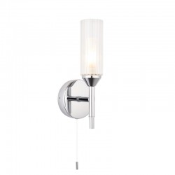 66153-001 Chrome Wall Lamp with Ribbed Glass
