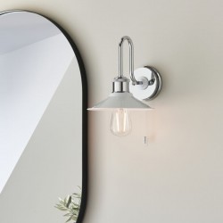 66141-001 Bathroom Chrome Wall Lamp with Gloss White Shade