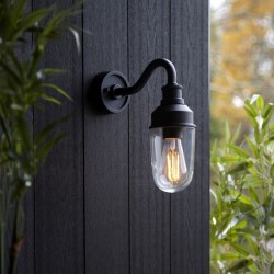 63903-001 Outdoor Black Wall Lamp with Glass Shade