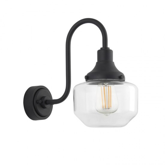 69317-100 Outdoor Black Wall Lamp with Glass Shade