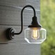 69317-100 Outdoor Black Wall Lamp with Glass Shade