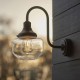 69317-100 Outdoor Black Wall Lamp with Glass Shade