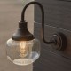 69317-100 Outdoor Black Wall Lamp with Glass Shade