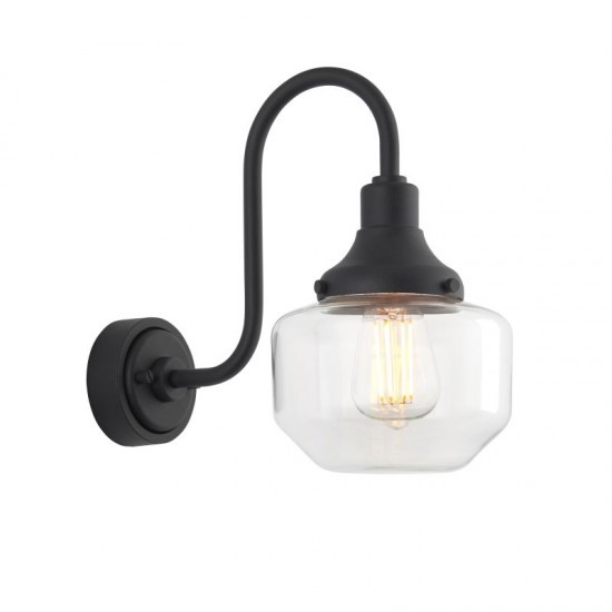 69317-100 Outdoor Black Wall Lamp with Glass Shade