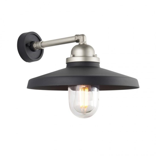69319-100 Matt Black & Brushed Silver Wall Lamp with Glass 69319-100 Matt Black & Brushed Silver Wall Lamp with Glass