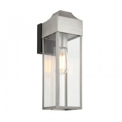 63808-001 Outdoor Brushed Silver Lantern Wall Lamp