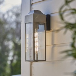 63808-001 Outdoor Brushed Silver Lantern Wall Lamp
