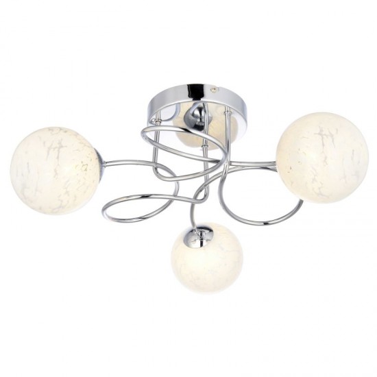 66148-001 Chrome 3 Light Ceiling Lamp with Confetti Glasses