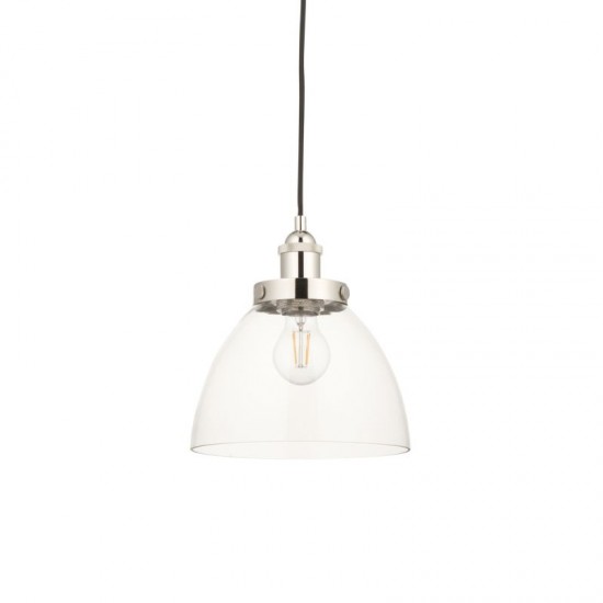 66157-001 Bright Nickel Pendant with Clear Glass