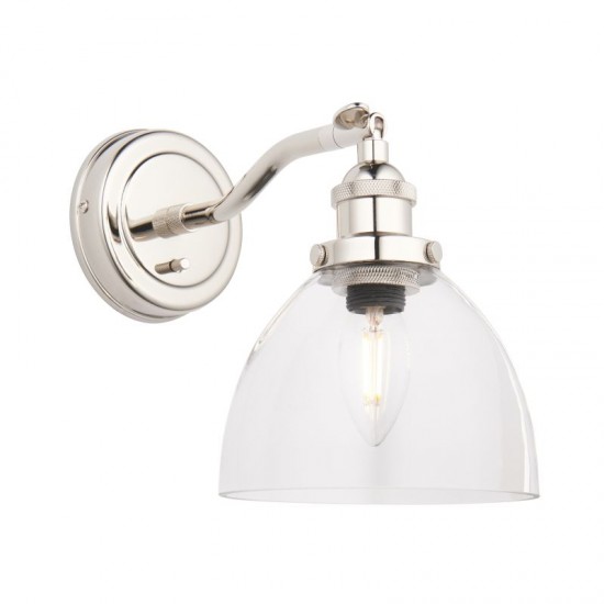 66158-001 Bright Nickel Wall Lamp with Clear Glass