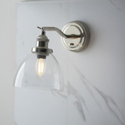 66158-001 Bright Nickel Wall Lamp with Clear Glass