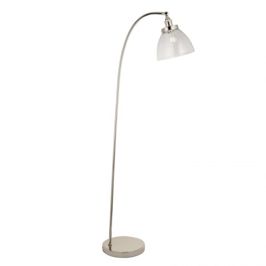 66160-001 Bright Nickel Floor Lamp with Clear Glass