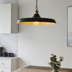 69327-001 Satin Gold Paint Pendant with Matt Black Shade