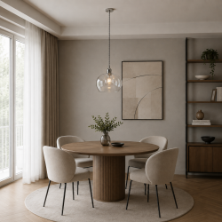 67511-001 Bright Nickel Pendant with Clear Glass