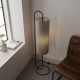 64869-100 Matt Black Floor Lamp with Grey Shade