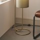 64871-100 Antique Brass Floor Lamp with Grey Shade