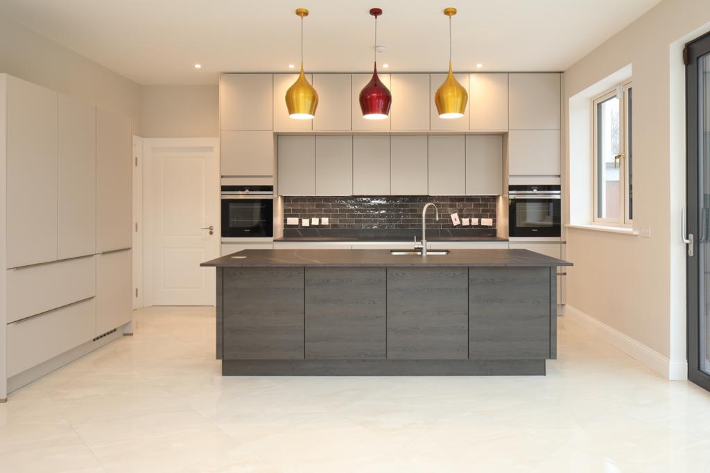 Private Drumcondra residence kitchen diner with colourful pendant lighting