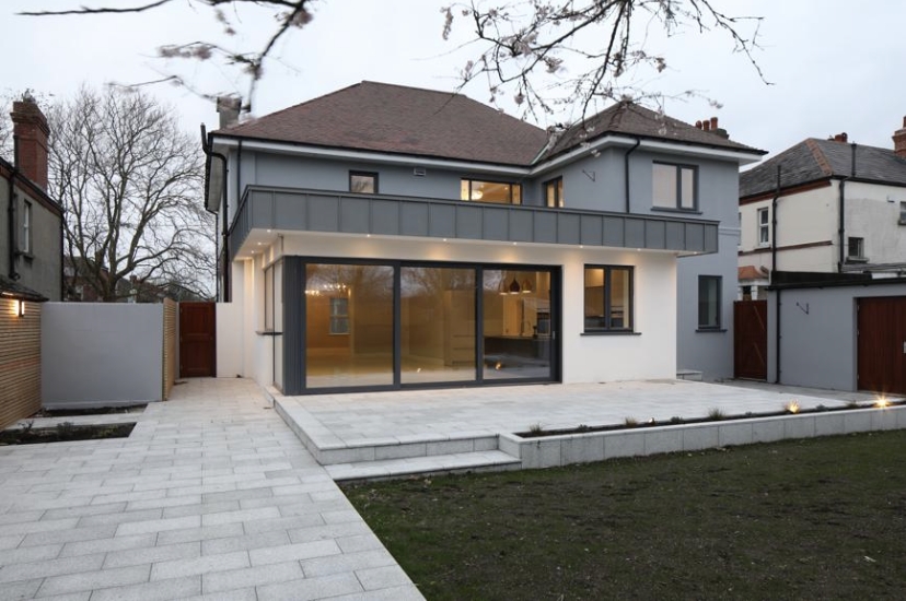 Private residence Drumcondra exterior with low-level wall lights and recessed soffit lighting