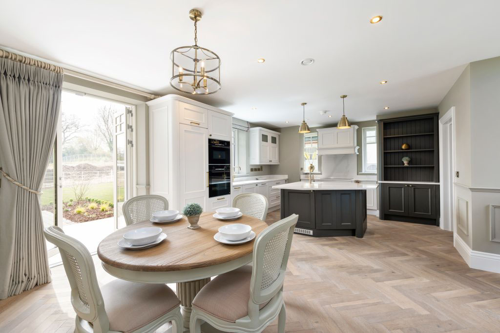 Showhome kitchen and dining space in Wicklow with pendant lighting